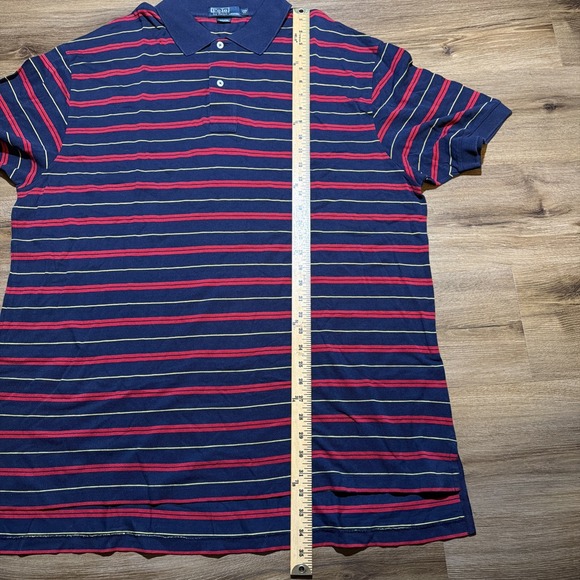 Vintage Polo Ralph Lauren Mens 2XB Big Navy Red Striped Pima Cotton Gold Pony - Picture 7 of 9